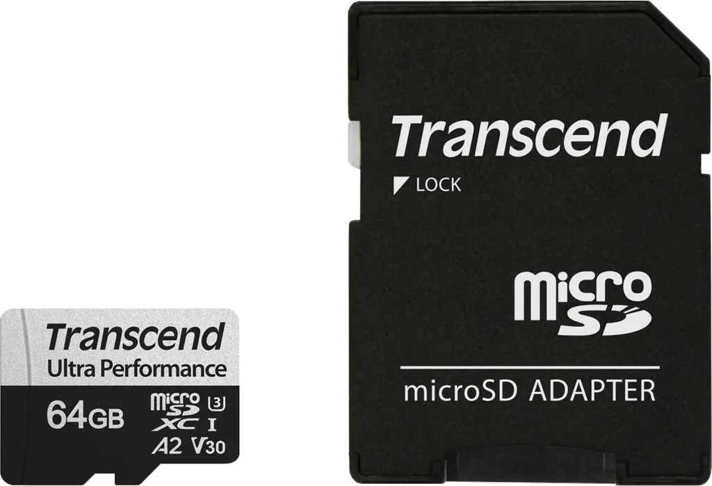 Carte MicroSDXC Transcend 340S 64 Go V30 A2 UHS-I U3 pour Vidéo 4K