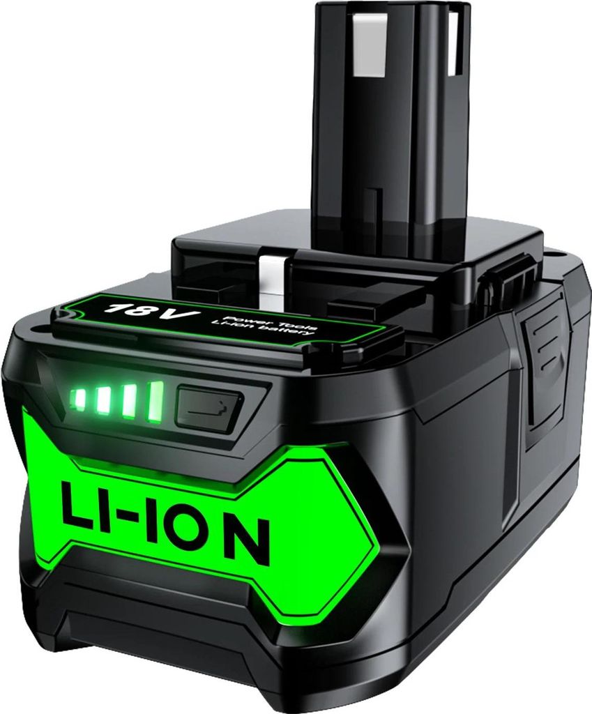 Für Ryobi One+ 18V, 5Ah Li‐Ion Akku + NiCd‐Ladegerät, violett, kompatibel mit P108/P104/P107/RB18L50/RB18L20, 1 Stück