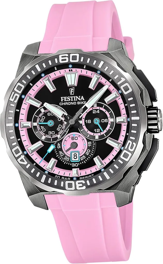 Montre Festina Homme D2UF20725/2 Bracelet Rose Résistant Chrono Bike 44mm