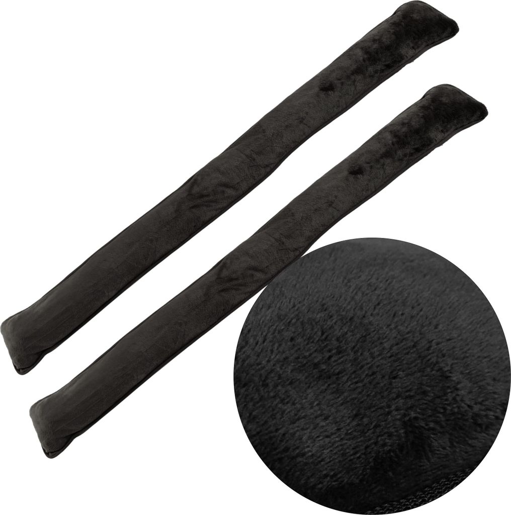 2 Stück Zugluftstopper mit Microfaserbezug Türbodendichtung Türdichtung Fensterdichtung Türwindstopper Windstopper Schwarz 2 Stück