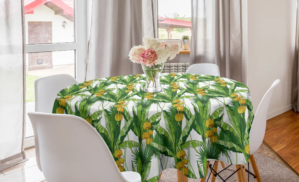 Offerta Tovaglia Rotonda 150 cm ABAKUHAUS Tropicale Esotica Gialla