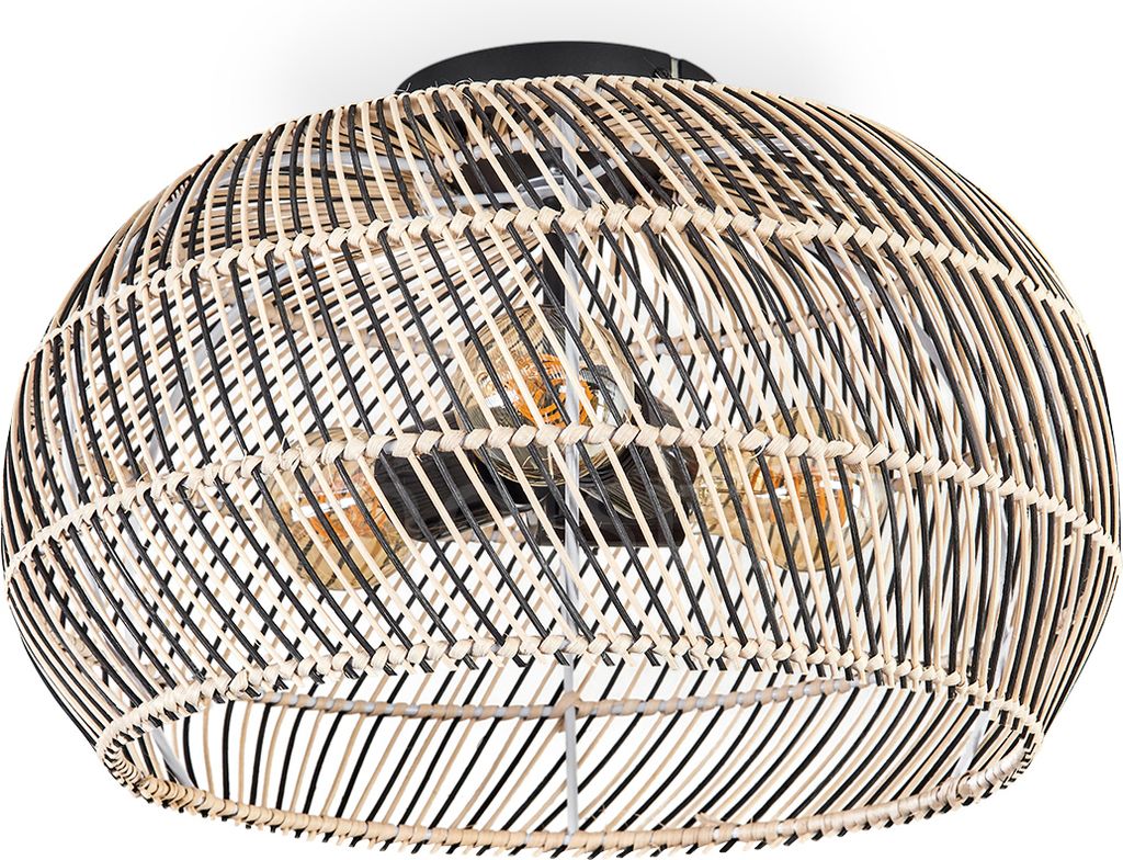 Chadid moderne Deckenlampe aus Metall/Bambus in Schwarz/Naturfarben