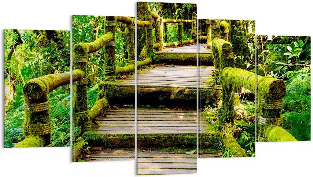 Bild auf Leinwand - Leinwandbild - Asien natur park brücke - 160x85cm - Wand Bild - Wanddeko - Leinwanddruck - Bilder - Kunstdruck - Wanddekoratio...