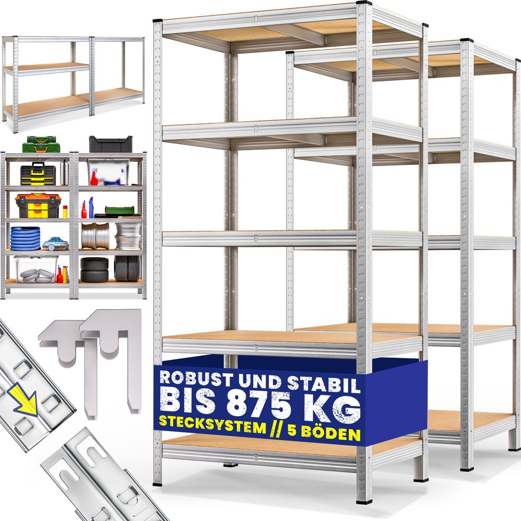 MONZANA® 2x Schwerlastregal XL 180x90x60cm 1750kg 5 Produktbild