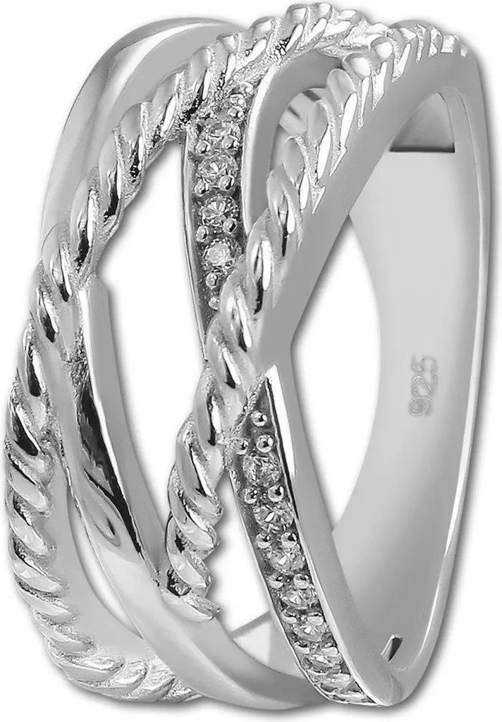 Bague Elégante Femme en Argent Blanc pour Soirée et Mariage Taille 58