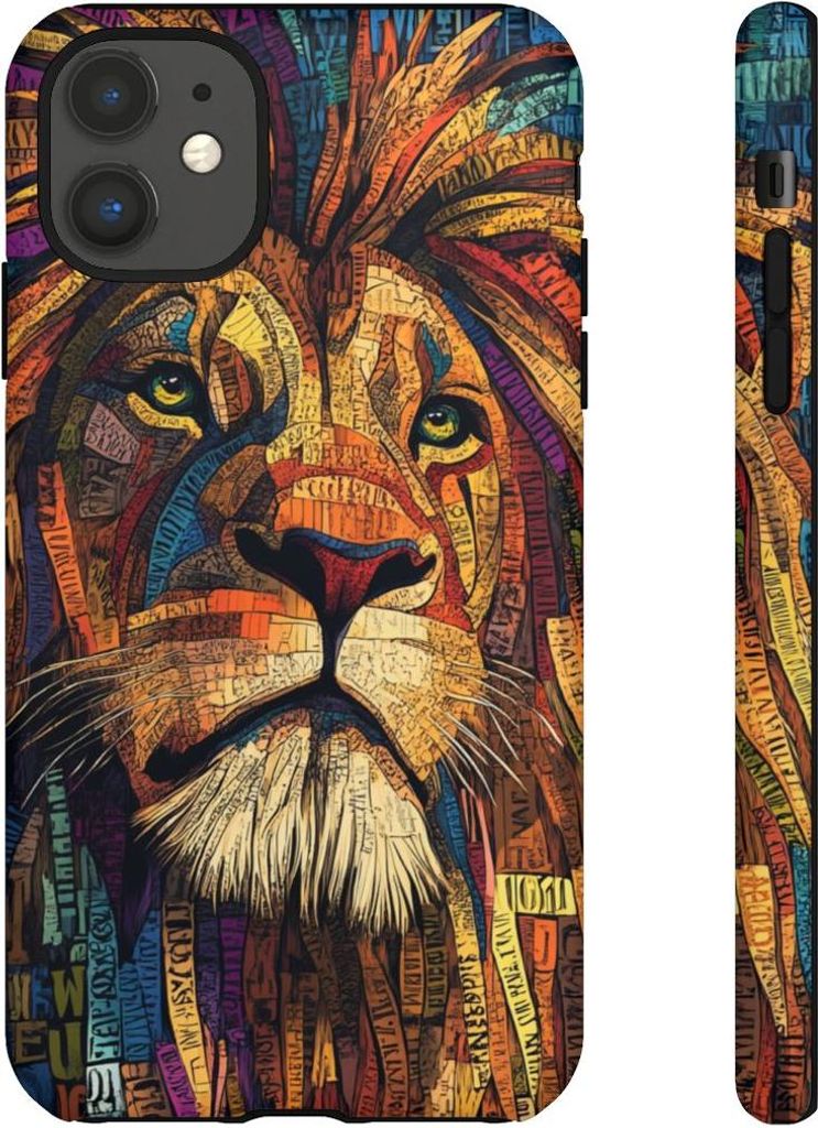 Bunter Löwenkopf im Wortkunst-Stil – Hülle Kompatibel mit iPhone 11