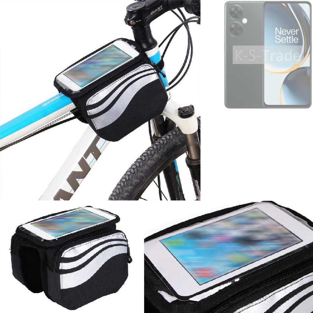 K-S-Trade Rahmentasche Fahrrad-Halterung kompatibel mit OnePlus Nord N30 5G Rahmenhalterung Fahrrad Handyhalterung Fahrradtasche Handy Smartphone