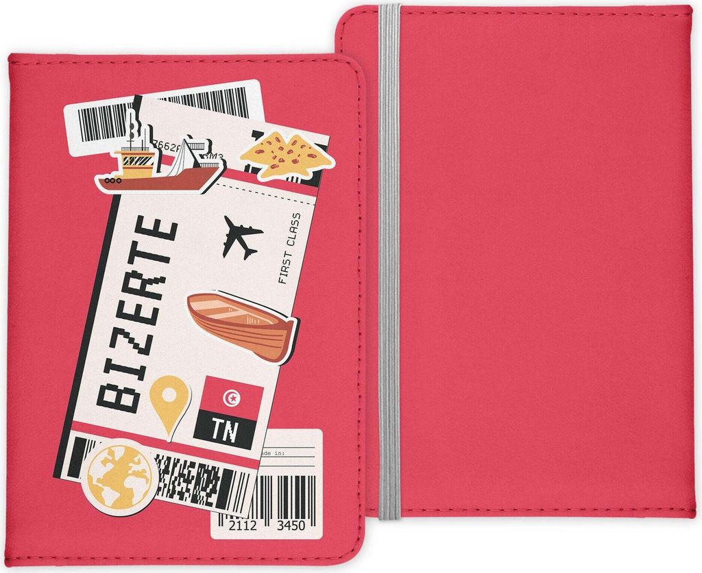 22Feels Bizerte Souvenir Reisepasshülle Organizer Reisen Gadgets Tunesien Nordafrika Urlaub Kunst-Leder Etui Cover Frauen Männer Kinder