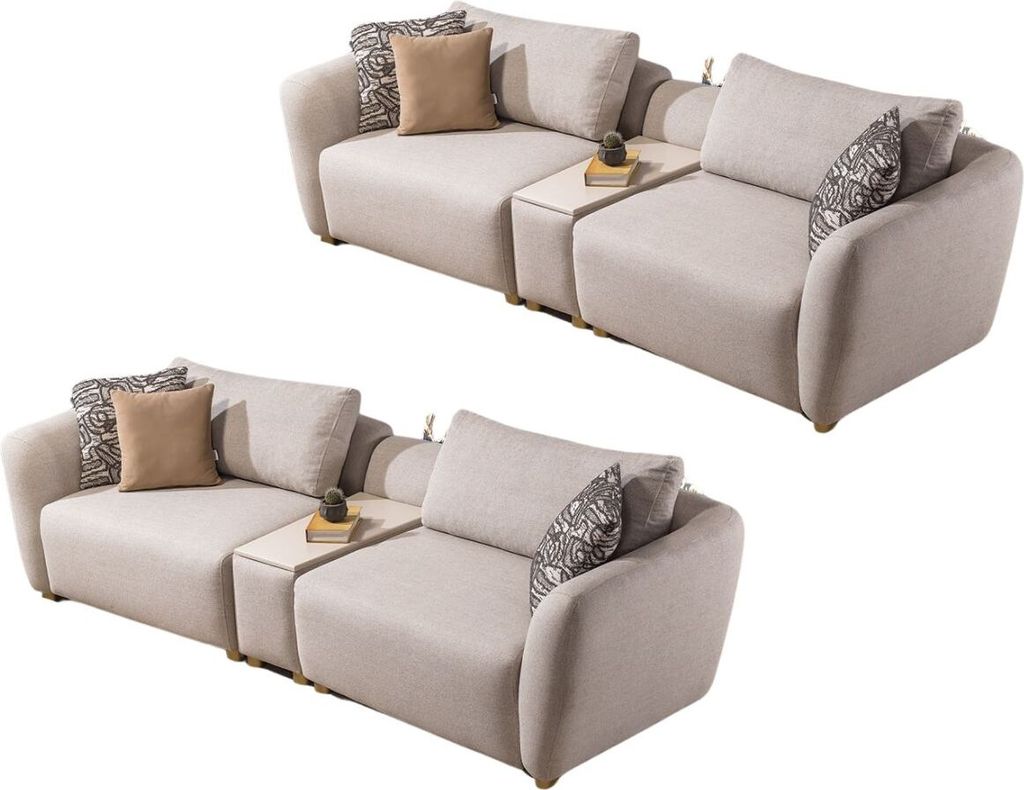 Villa Möbel Sofa Set Savana Handmade, pflegeleichter Mikrofaser Webstoff