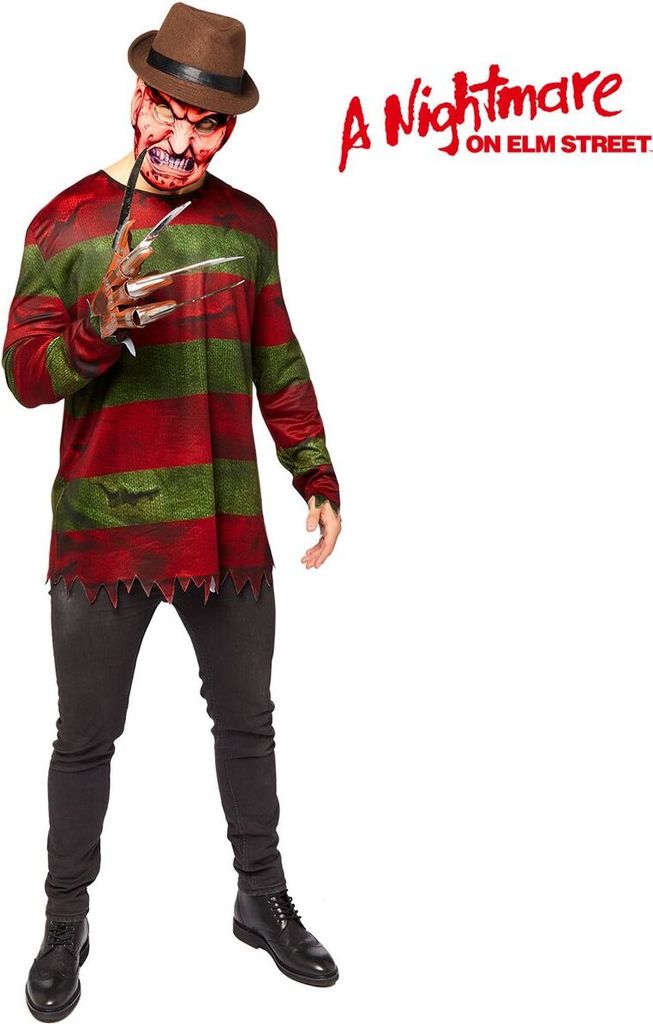 Freddy Krueger Kostüm für Herren rot grün - L