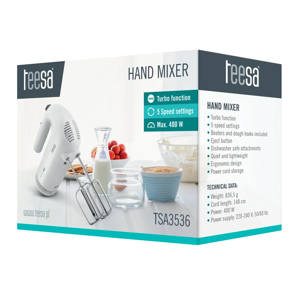 Teesa TSA3536 Frullatore Bianco 400W - Ideale per Pappe e Vellutate - 5