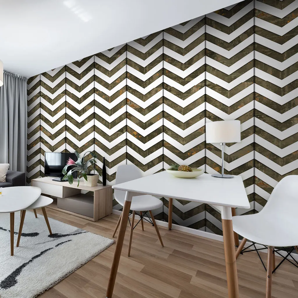 Revêtement mural adhésif zigzag 10m pour rénovation meubles et cloisons