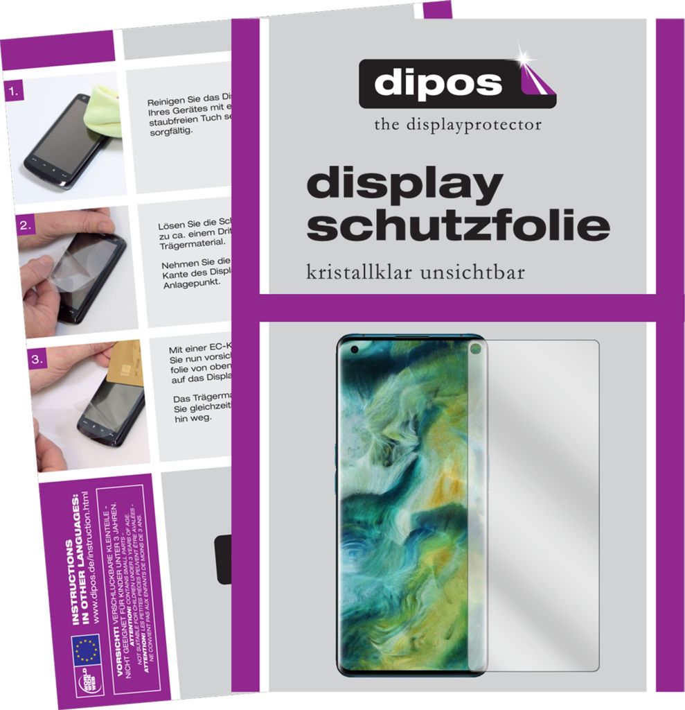 1x Schutzfolie für Oppo Find X2 Pro klar Displayschutzfolie Folie Display Schutz dipos