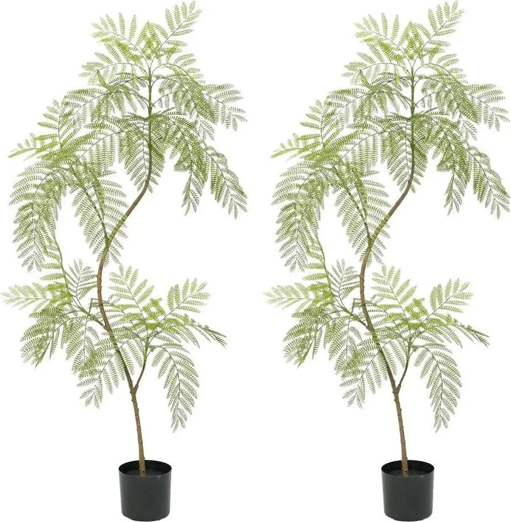 Paire de Mahonia fortunei en PE 170 cm - Arbres artificiels blanc laiteux