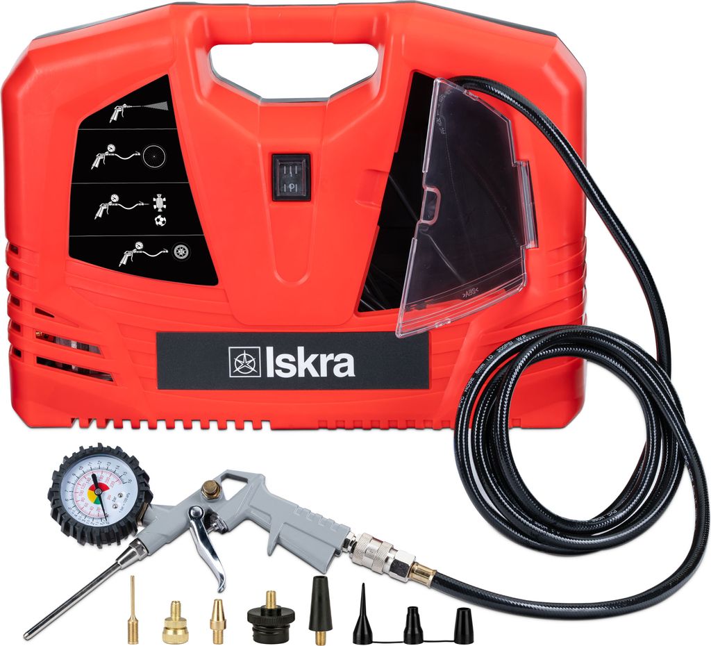 Iskra tragbarer Luftkompressor Auto, Druckluft Kompressor klein, 8 Bar, 180 l/min, 1100W