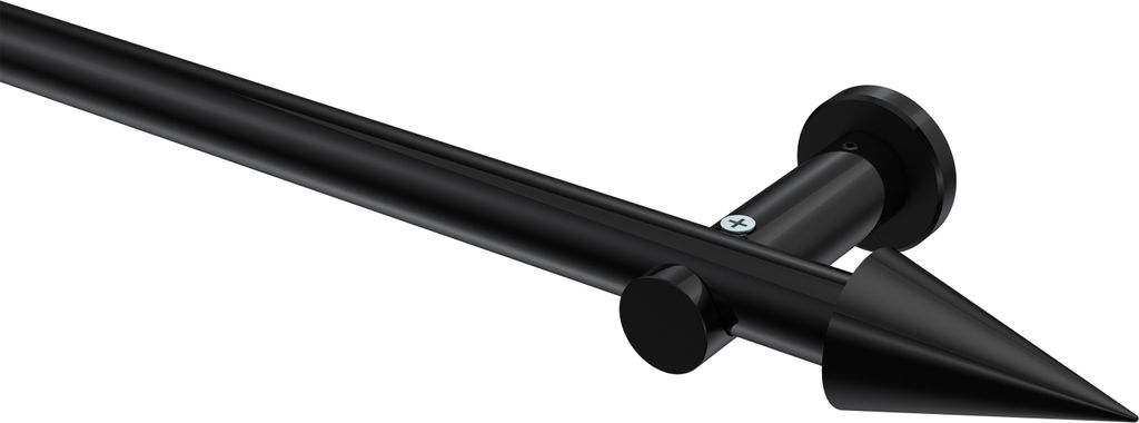 Interdeco Gardinenstange / Vorhangstange Schwarz, Typ Platon Savio (Kegel) ohne Ringe, 20 mm Ø 1-läufig, 280 cm