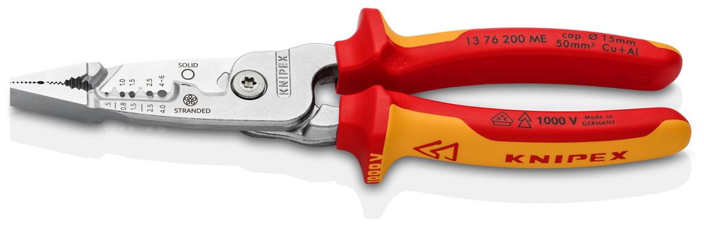 A pair of electrician's pliers on a white background.