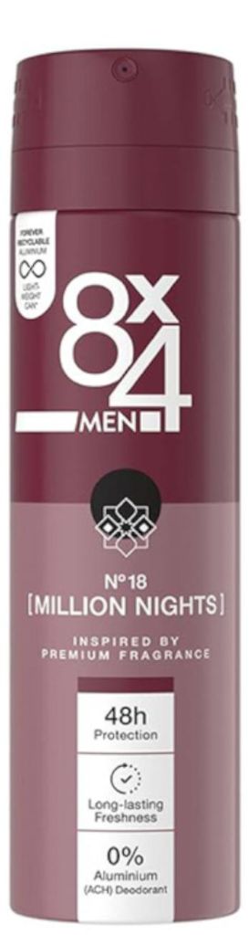 8x4 Deodorant Spray Million Nights 150 ml Produktbild 