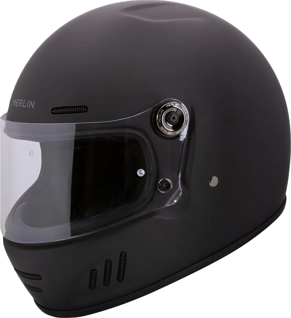 Casque Merlin Revival Vintage Helm XL 61-62 Jet en Cuir et Fibre