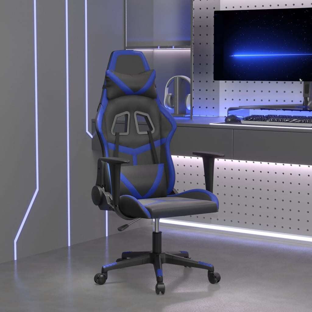 Möbel Gaming-Stuhl Schwarz und Blau Kunstleder - Bürostühle 3143665