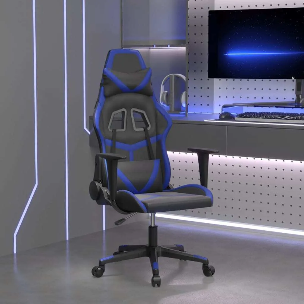 Sedia da gioco in ecopelle nera e blu - 2