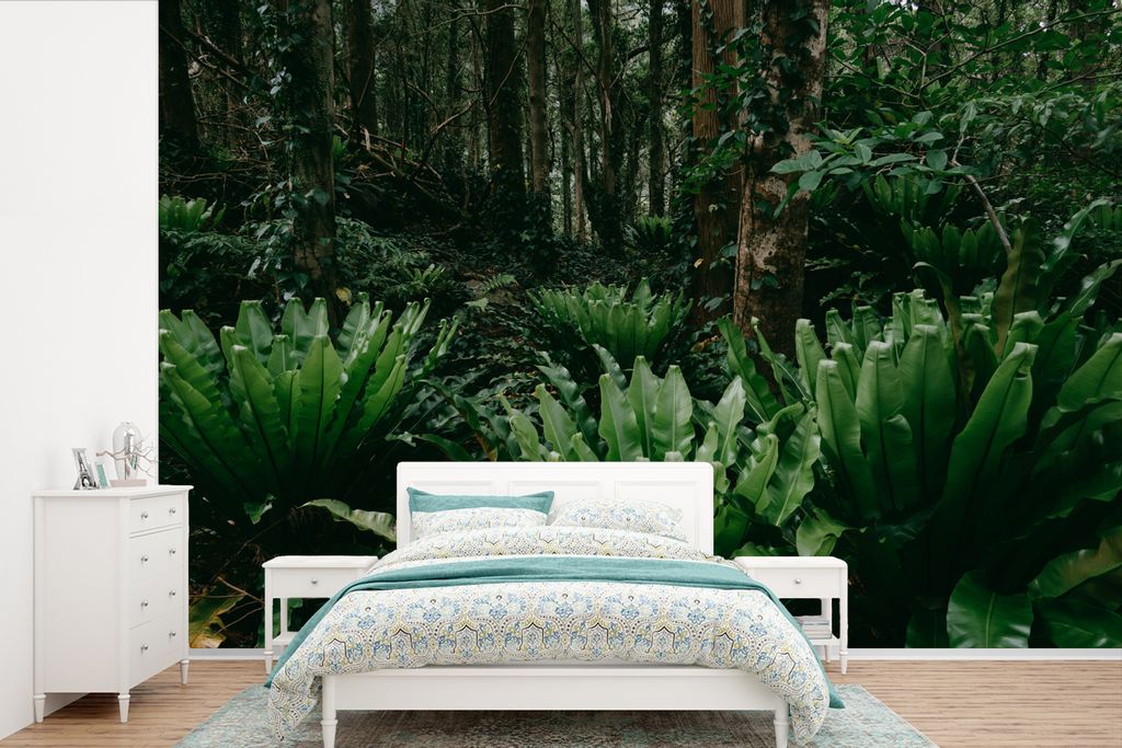 MuchoWow Fototapete für Wohnzimmer oder Schlafzimmer Wandtapete Vinyl Motivtapete Japanischer Dschungel - 330x220 cm - Fototapeten