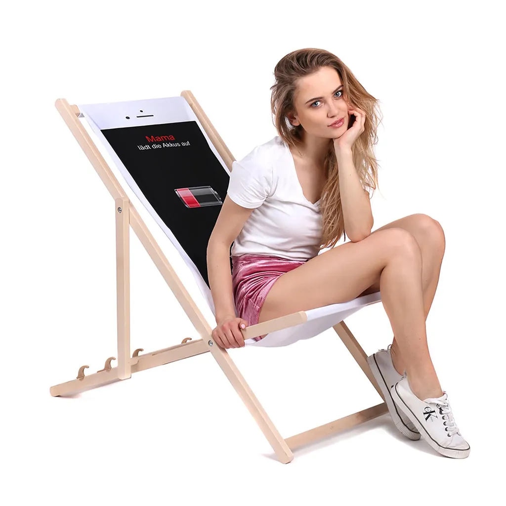 Sdraio Dreamroots pieghevole in legno, fino a 130 kg, sdraio pieghevole con regolazione dell'inclinazione dello schienale in 3 fasi, mamma ricarica le batterie - 2
