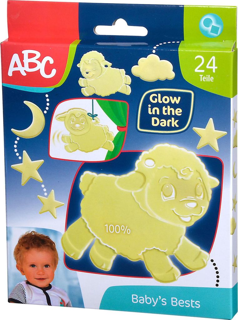 ABC Dekoration Kinderzimmer Glow in the Dark Happy Sheeps 24 Teile 104010045