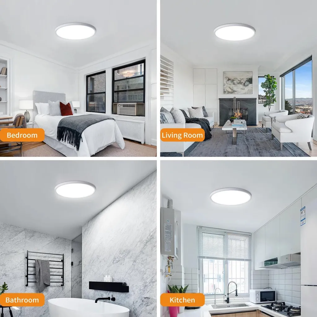 Luminaire Plafonnier LED 36W Non Gradable - Lot de 2 Lampes Blanches - 9