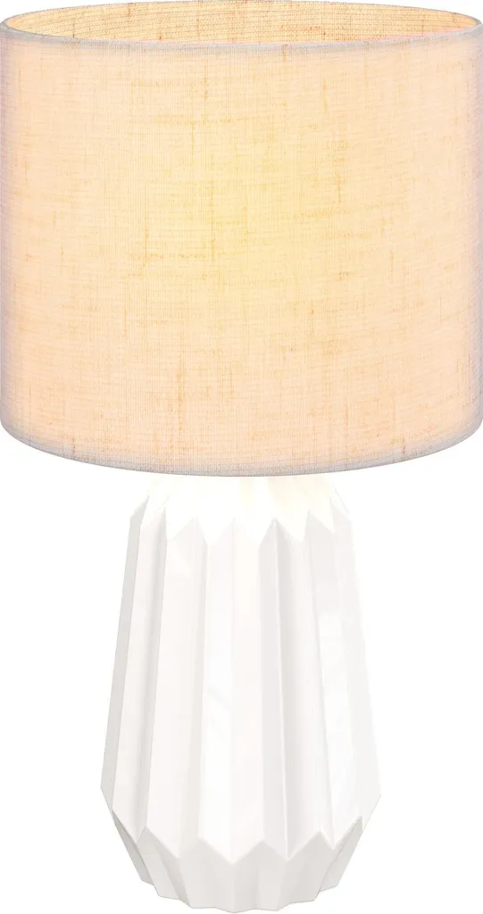 Lampe céramique abat-jour lin 2000 lm - Luminaire 220V blanc et beige