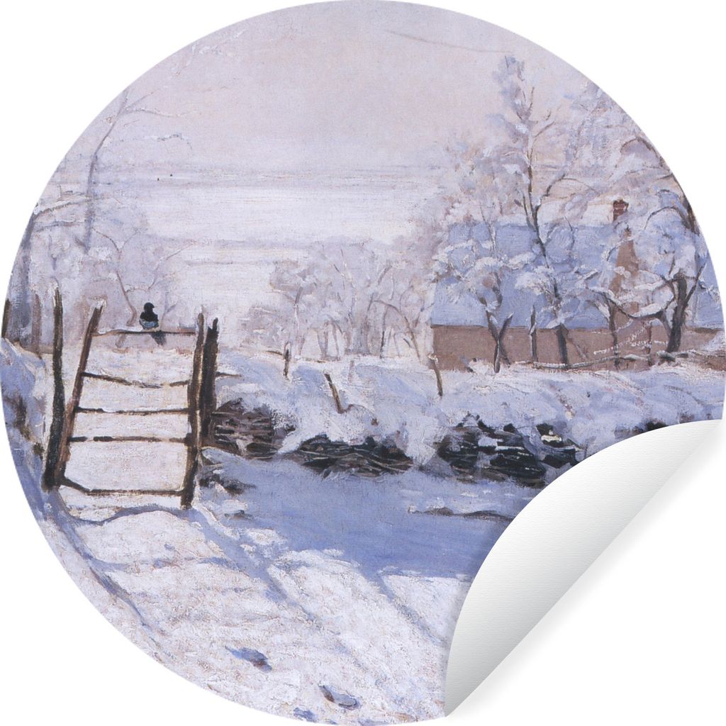 MuchoWow Runde Wandtattoo - Wandsticker Tapete Aufkleber La Pie - Gemälde von Claude Monet Ø 80 cm Selbstklebend und Repositionierbar - Wandauf...