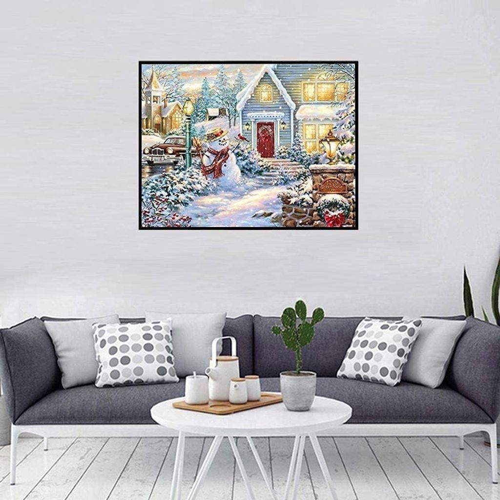 5D DIY Diamant Malen Kit - Volles Bohr - Kristall Strass Stickerei - Zuhause Wanddekoration - Weihnachts Schneemann - Großformat (156x118 Zoll)