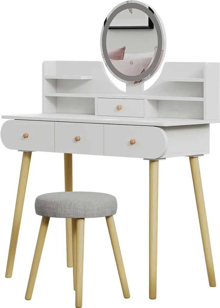 Coiffeuse 100cm avec Miroir LED pour Chambre Moderne Vicco Edda Blanc