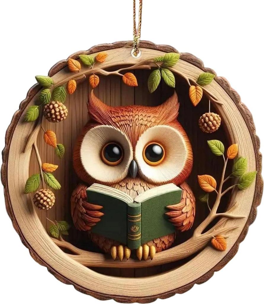 Weihnachtsbaumschmuck mit Tiermotiven, 2D, flach, Waldtier-Design, Acryl-Anhänger zum Aufhängen für Garten, Weihnachtsbaum und Zuhause