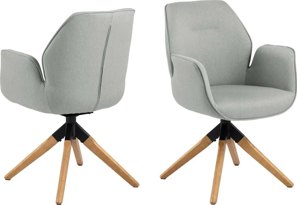 Chaise de repas confortable Aura gris clair, idéale pour table en bois