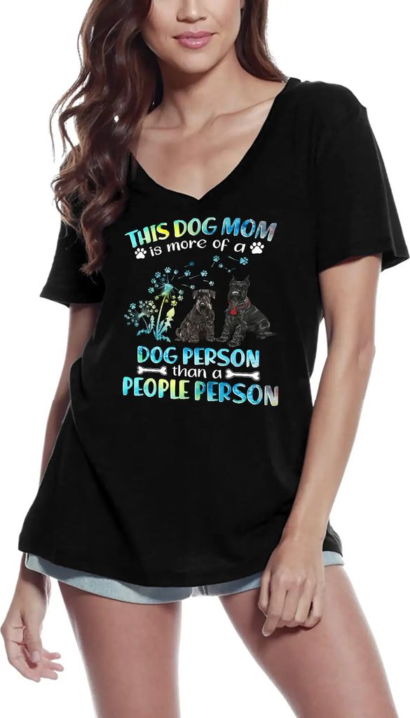 Damen Grafik T-Shirt V-Ausschnitt Diese Hundemama ist eher ein Hunde- als ein Menschenmensch – This Dog Mom Is More Of A Dog Person Than A People
