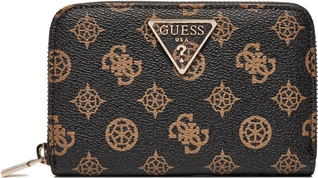 Compagnon Guess Laurel Noir Slg avec Multiples Rangements et Zip Doré