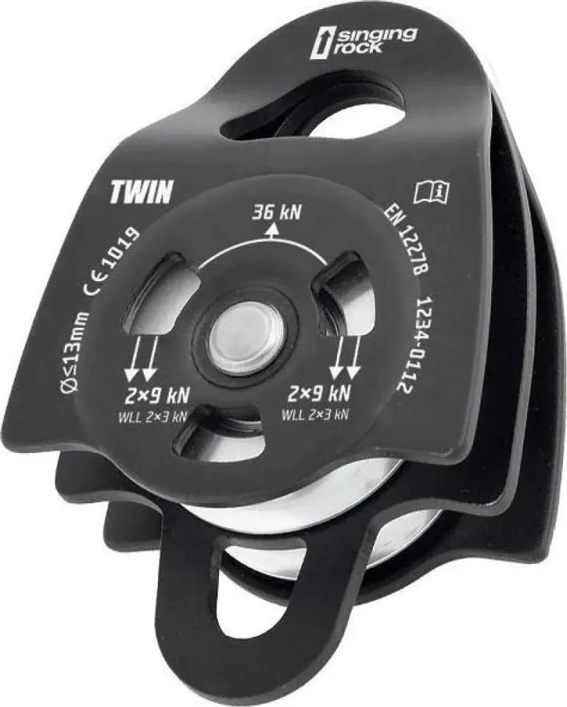Poulie Singing Rock Twin Noir Double Prussik pour Cordes de 13mm