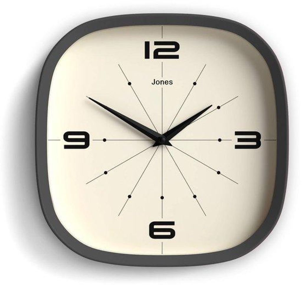 Retro Wanduhr | Vierkant, ronde | 25 cm | Donkergrau | Produktbild 