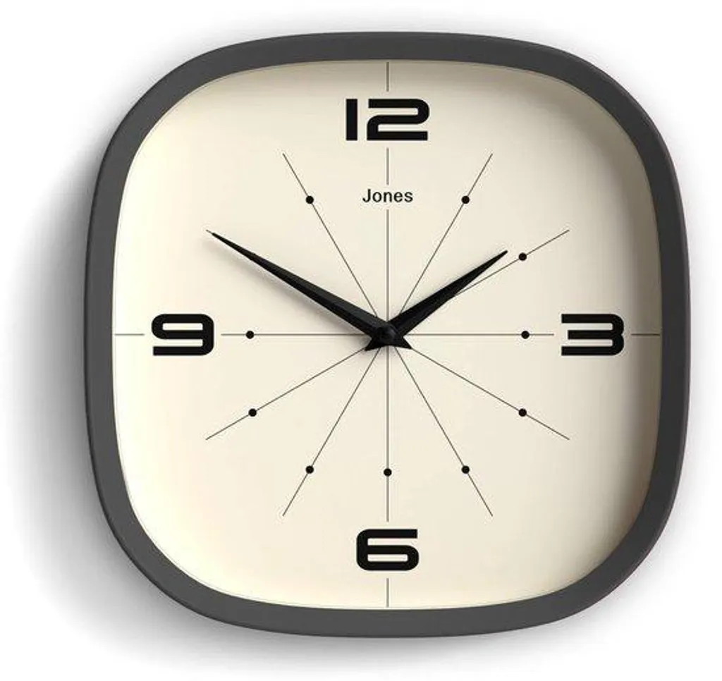 Horloge murale design rétro 25 cm grise - Modèle carré ou rond chic