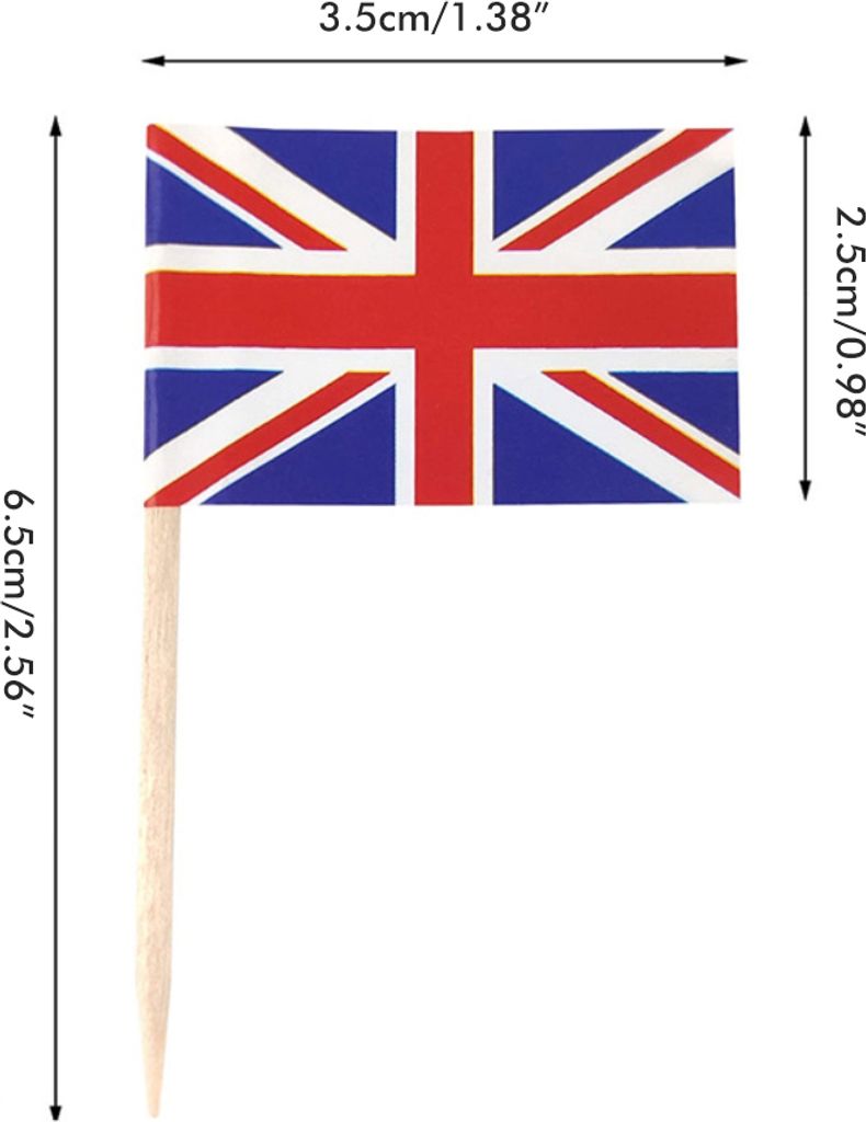100Pcs Union Jack Mini Flaggen Hand Held British Zahnstocher Flaggen Cupcake Toppers UK Flaggen Obst Sticks Party Dekorationen