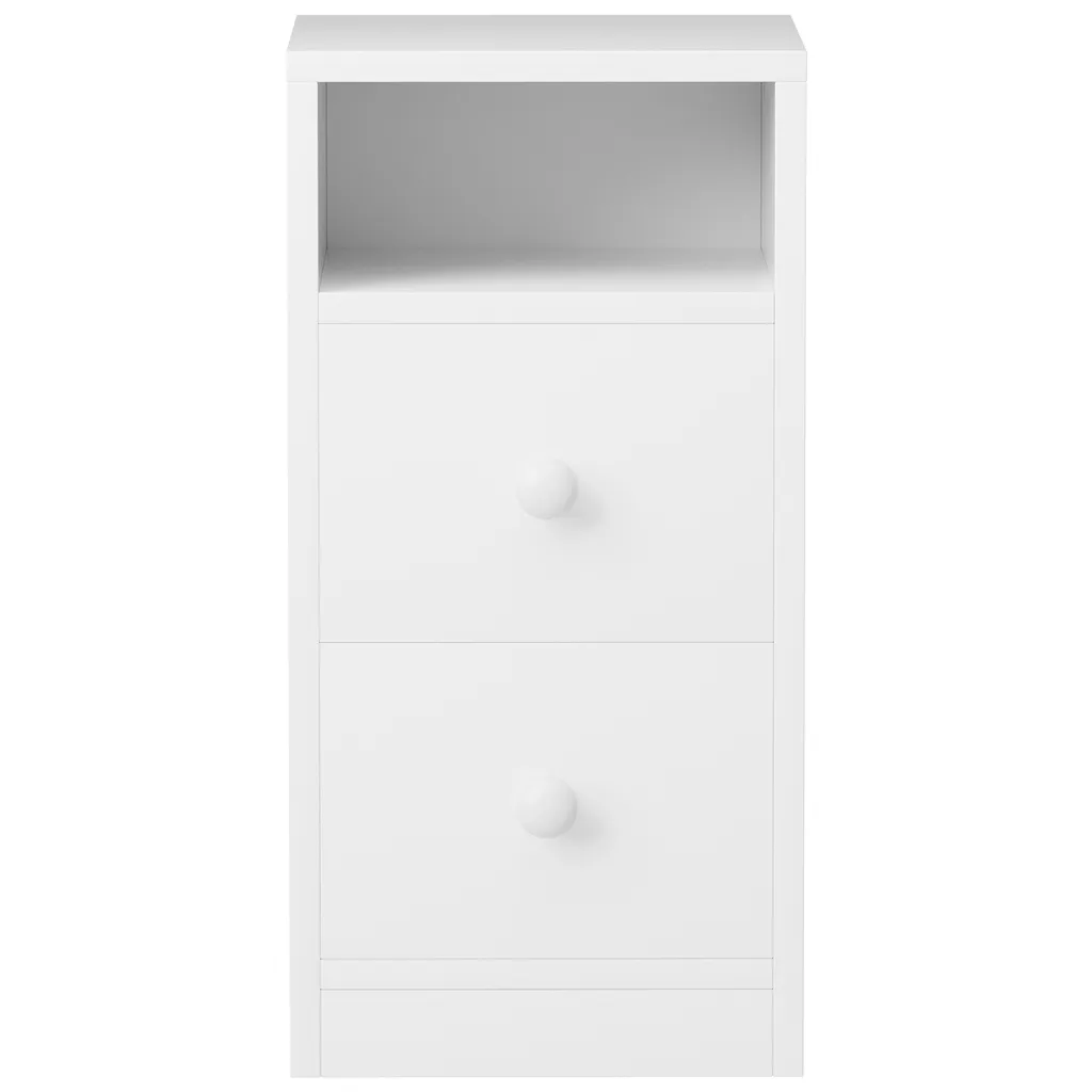 Petite table d'appoint blanche avec compartiment ouvert pour chambre