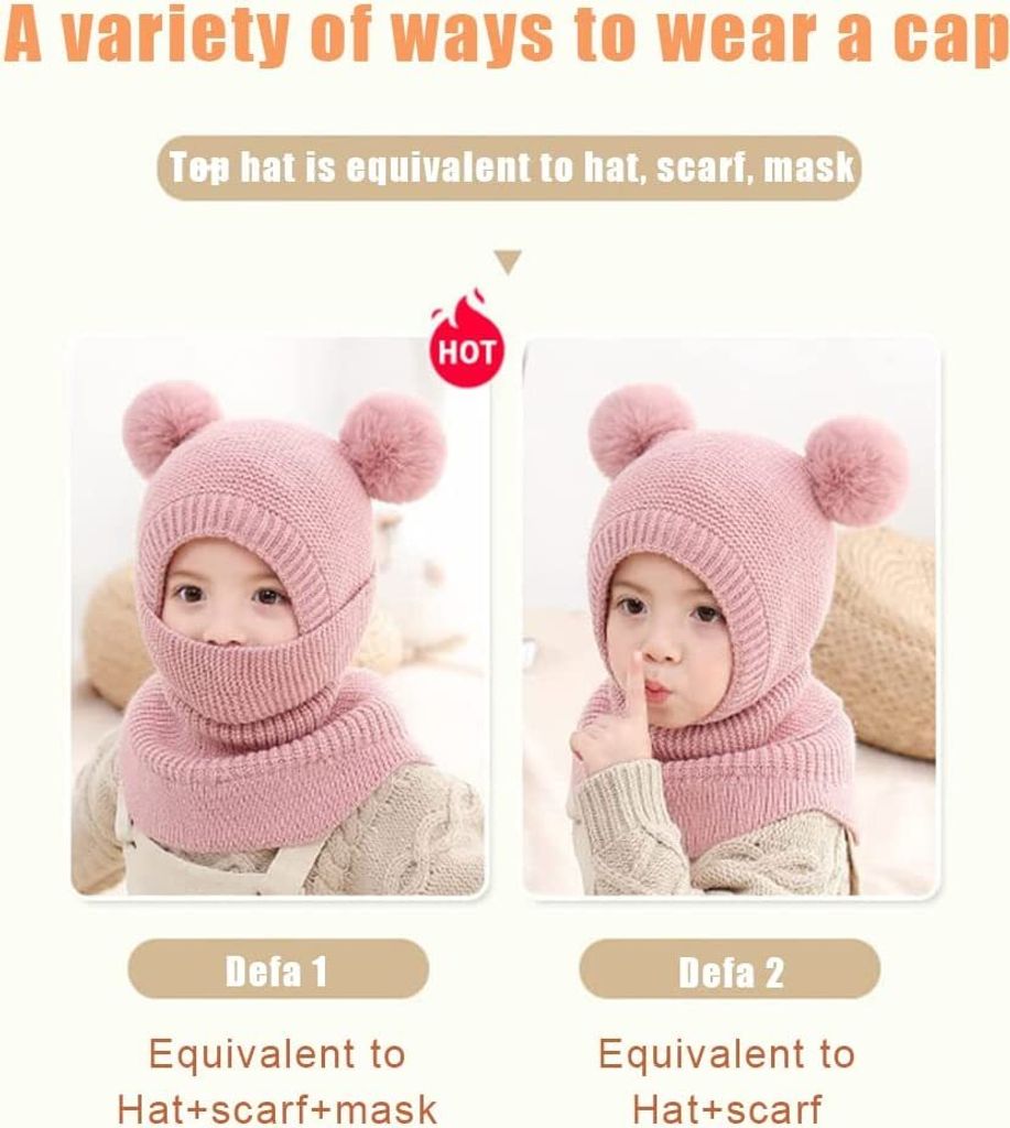 Wintermütze Schal Handschuhe Set Für Kinder - StrickSet Mit Pompon