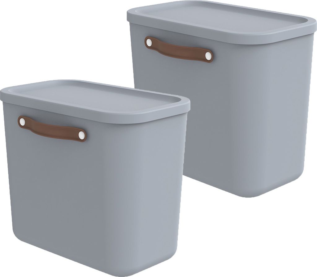 Rotho Aufbewahrungsbox 2er-Set 25L Maloja - Kunststoffbox 40 x 23,5 x 34 cm - Box mit Deckel - Stapelbox sicher verschließbar - Plastikbox