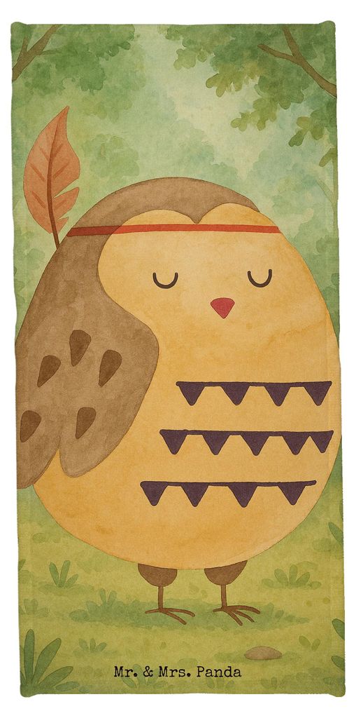 Mr. & Mrs. Panda Handtuch Eule Federschmuck Design - Türkis Pastell - Geschenk, Strandtuch, sporthandtuch, Dekoration, Owl, frottierhandtuch, Baum...