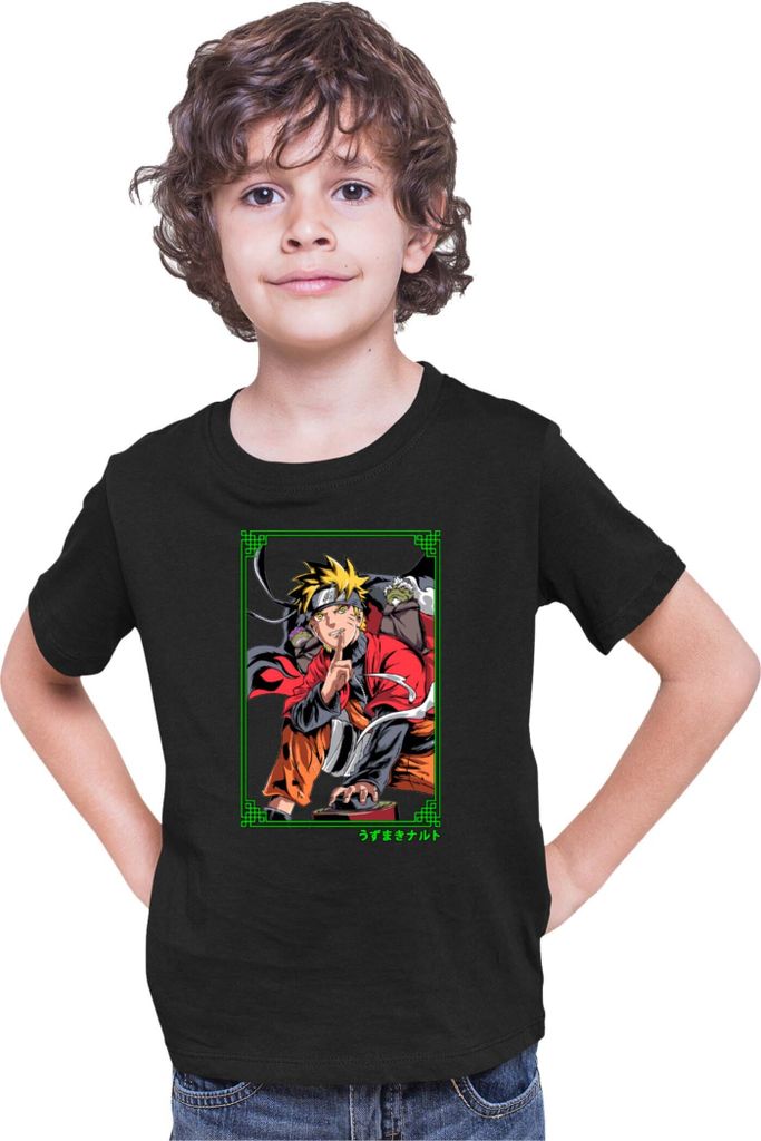 Kinder T-Shirt Japan Anime Manga Naruto Sage Frog, 7-8 Jahr - 128 / Schwarz