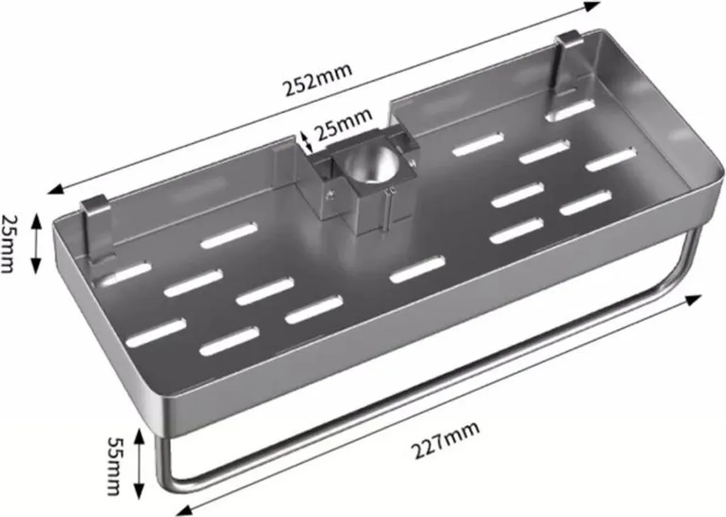 Serviteur de douche stable en aluminium gris, installation sans trou