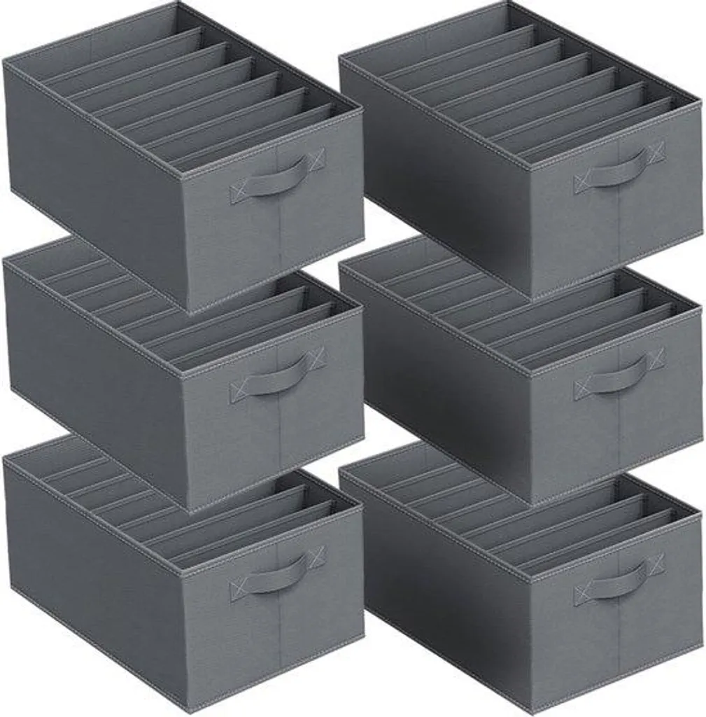 Boîte de rangement vêtements grise à 7 compartiments pliable 44x30x20 cm