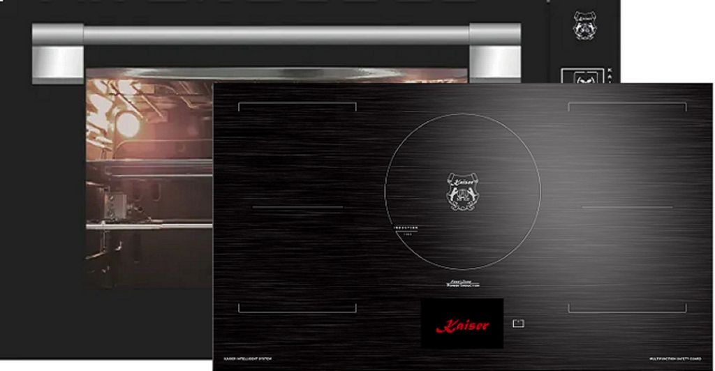 Herd Set Kaiser Autark Einbau Backofen EH 9309 90 cm 105L Schwarzes Glas TouchControl mit Induktionskochfeld KCT 9140 FI 90 cm TFT Display