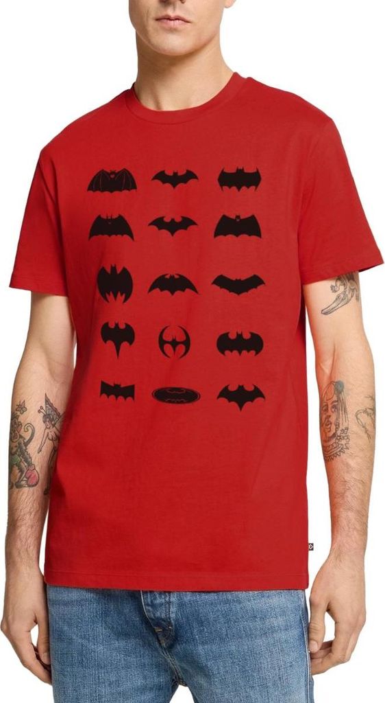 Spreadshirt DC Comics Batman Logos Entwicklung Männer Premium T-Shirt, XL, Rot